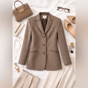 Le Suit Brown Career Blazer Size 14 Tailored Office Jacket